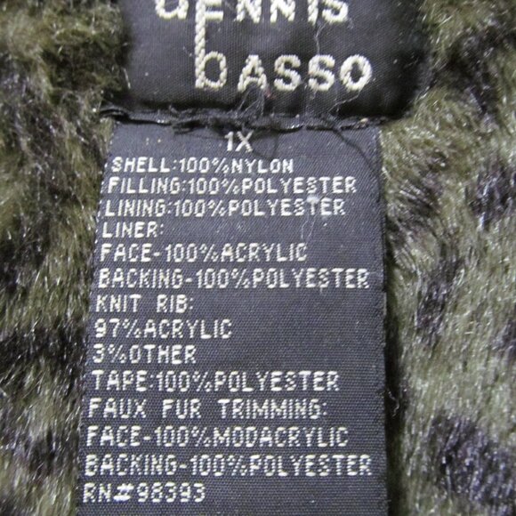 Dennis Basso Green Full Length Hooded Coat ~ Animal Print Lining ~ Size 1X - Picture 7 of 16